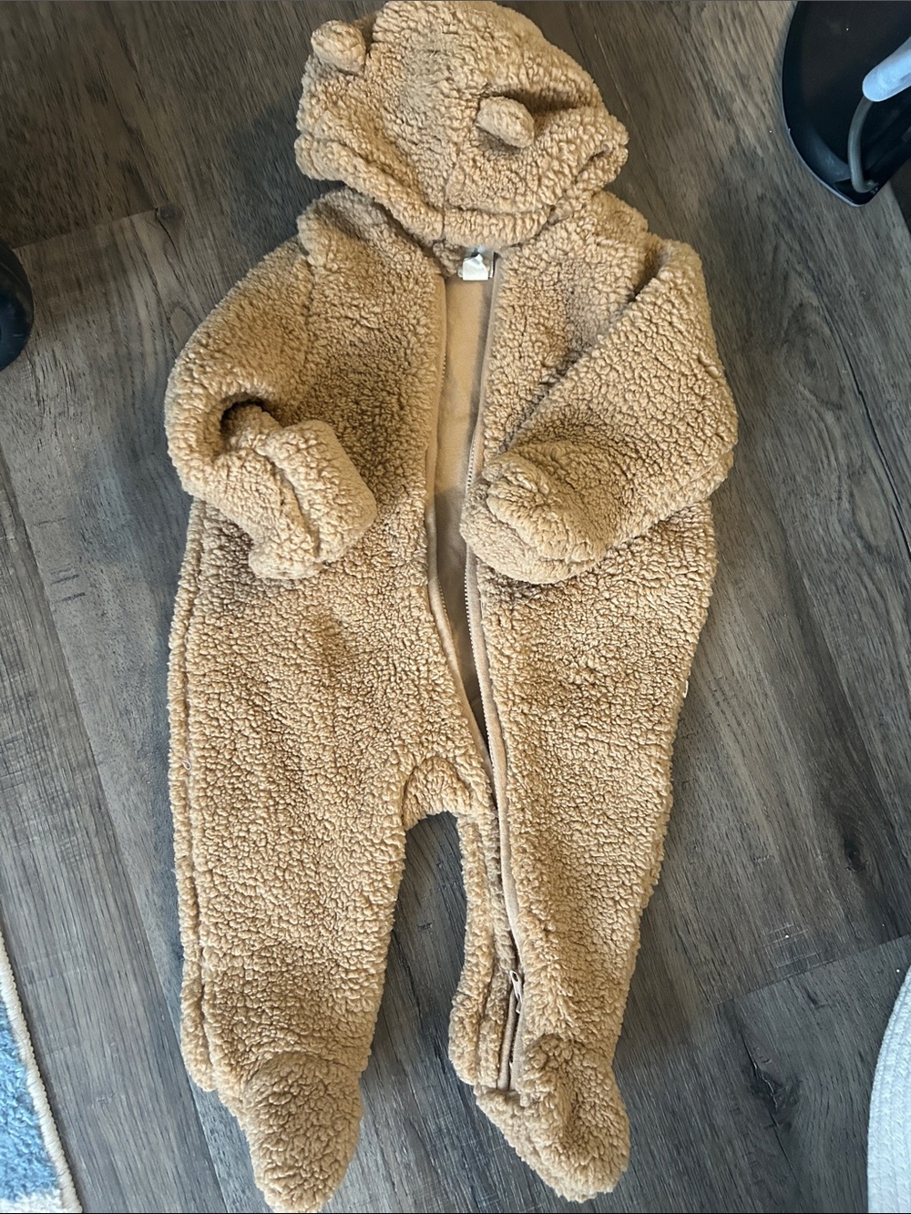 GAP Teddy Fleece Footed One-Piece in Camel